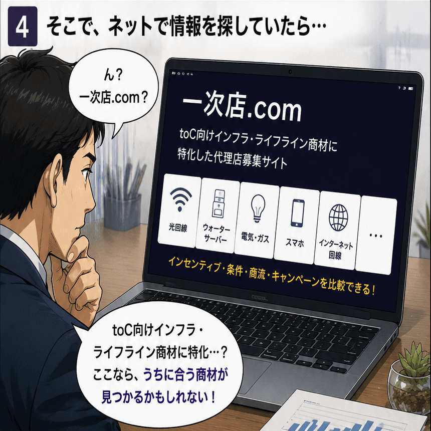 一次店.comを見つける4コマ目